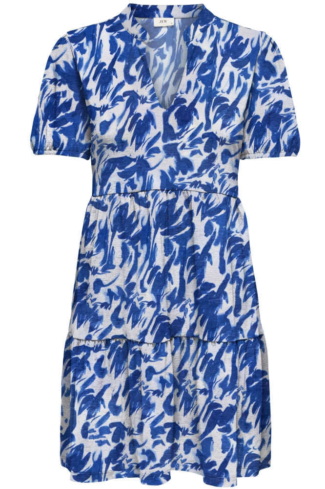 JDYZOEY S/S V NECK DRESS JRS ATK 15322336 CLOUD DANCER/ STRONG BLUE